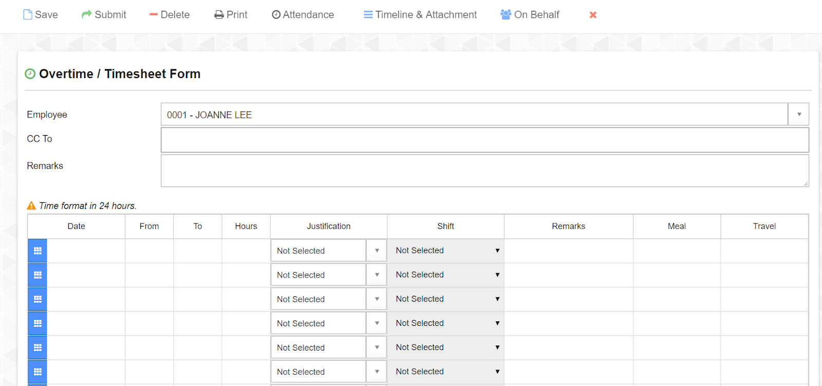 HRMS Overtime/Timesheet